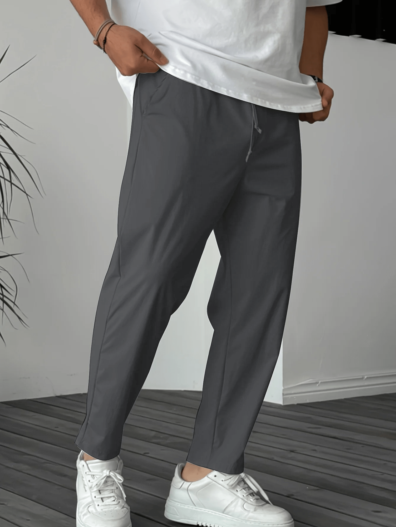 Pantalon fuselé essentiel à cordon de serrage Gris - Cotty Milano